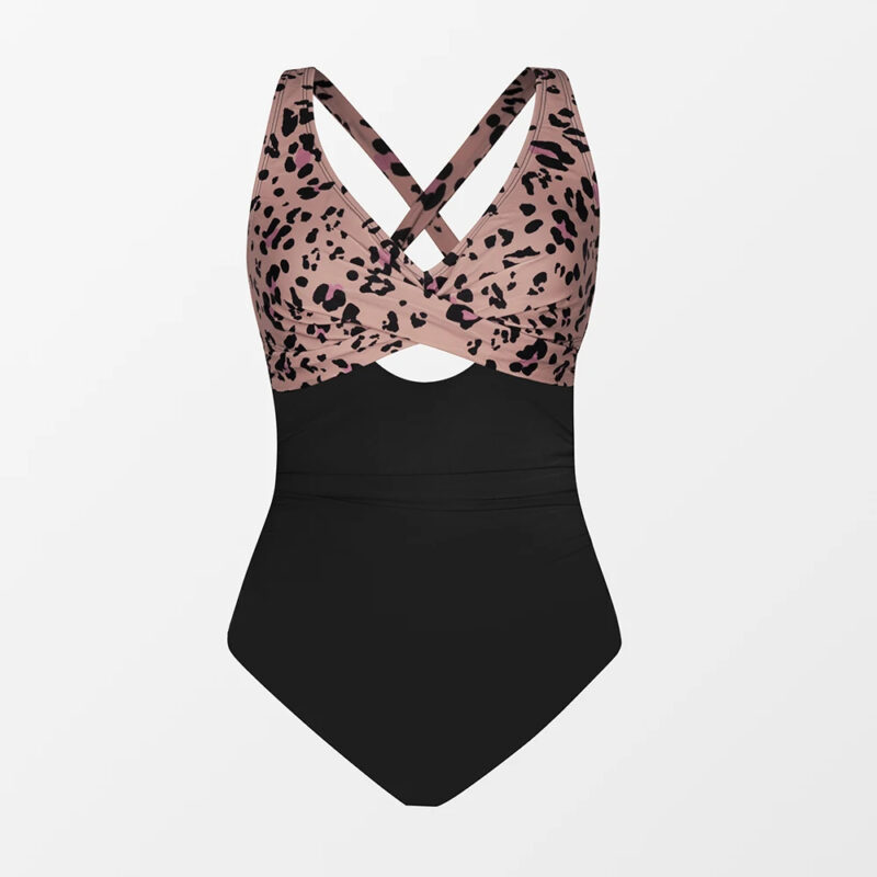 Leopard V-Neck Cutout One-Piece Swimsuit with Back Tie - Image 4