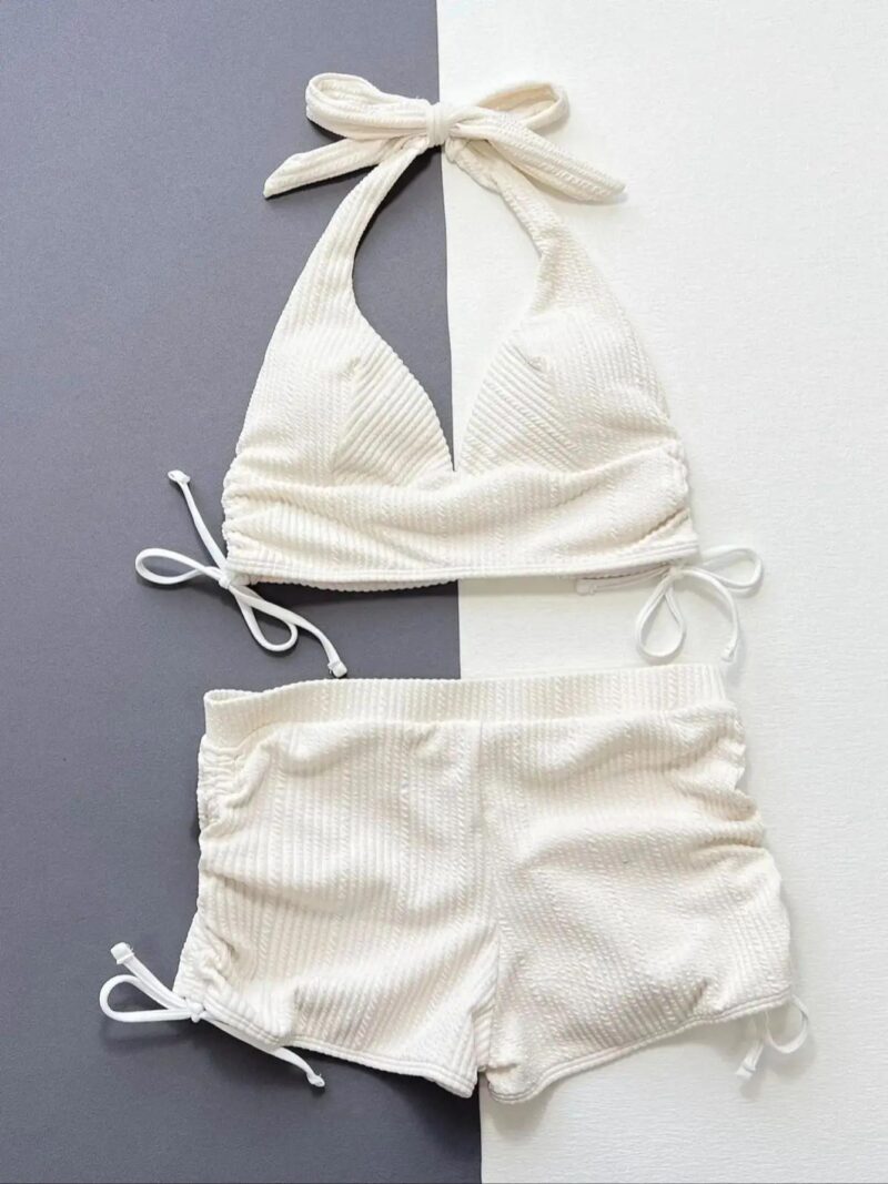 Sexy High Waist Halter Bikini Set Push Up Backless Swimsuit for Women - Image 4