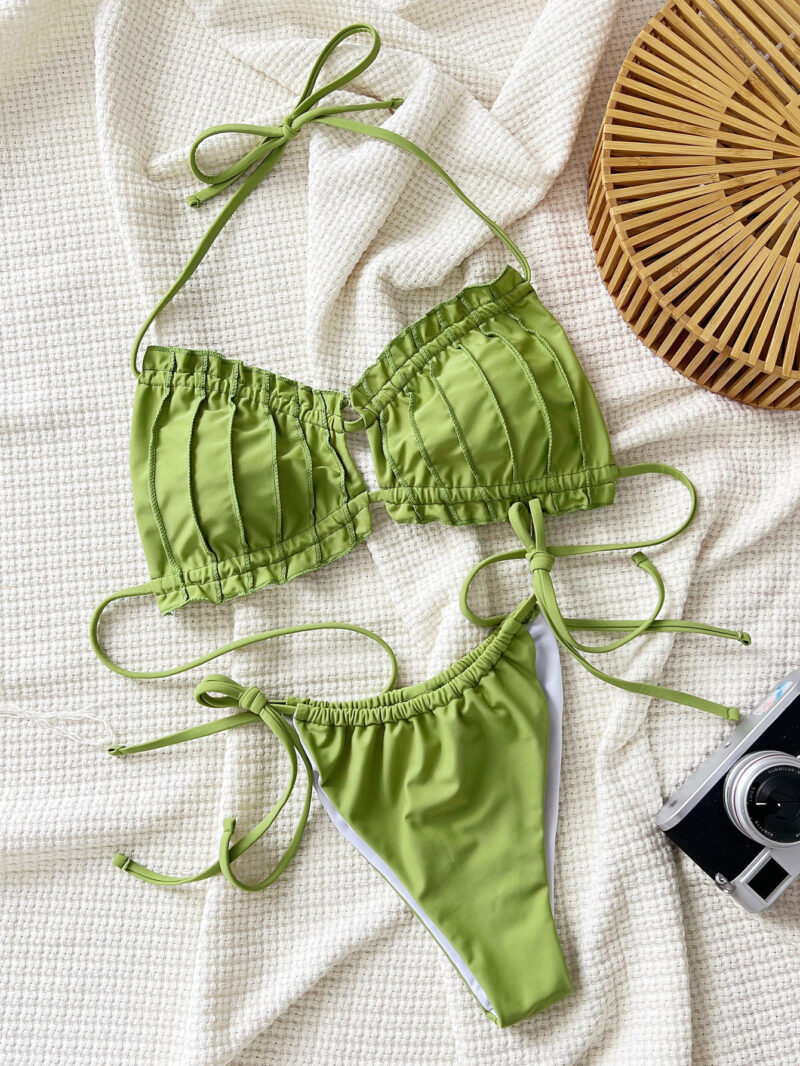 Sexy Push-Up Halter Bikini Set with Mini Thong - Image 4