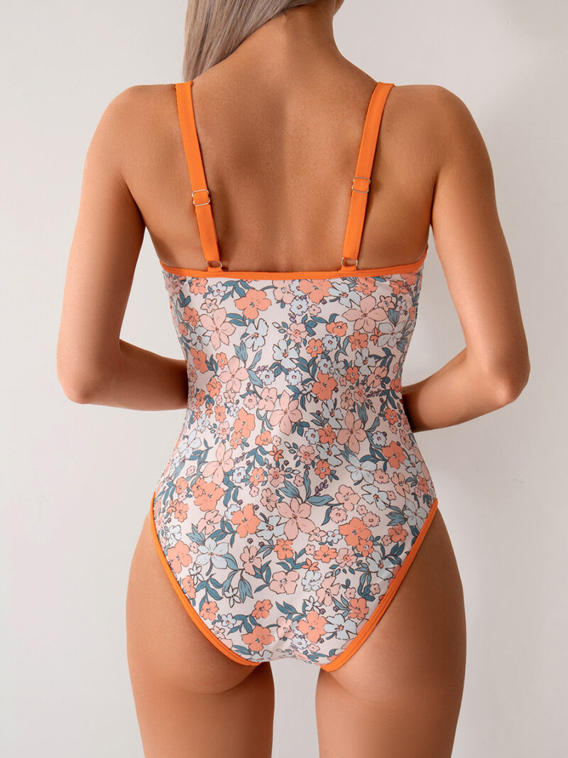 Sexy One-Piece Leopard & Plant Print Swimsuit - Image 11