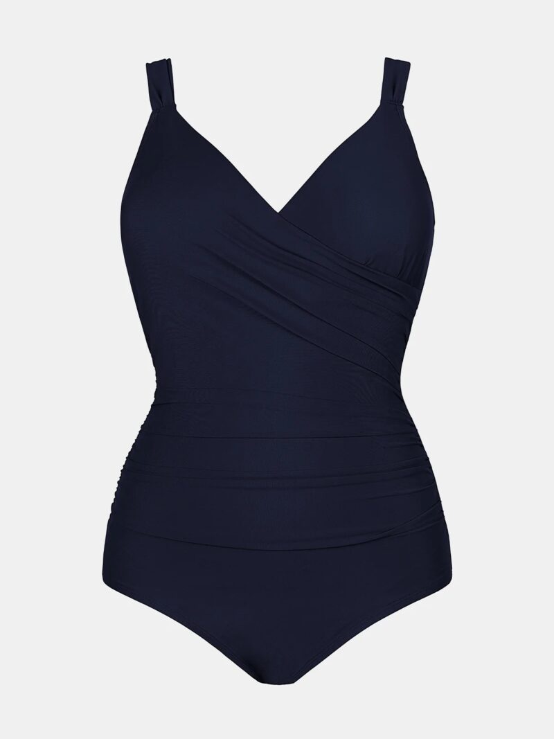 Plus Size V Neck One Piece Swimsuit with Tummy Control - Image 5