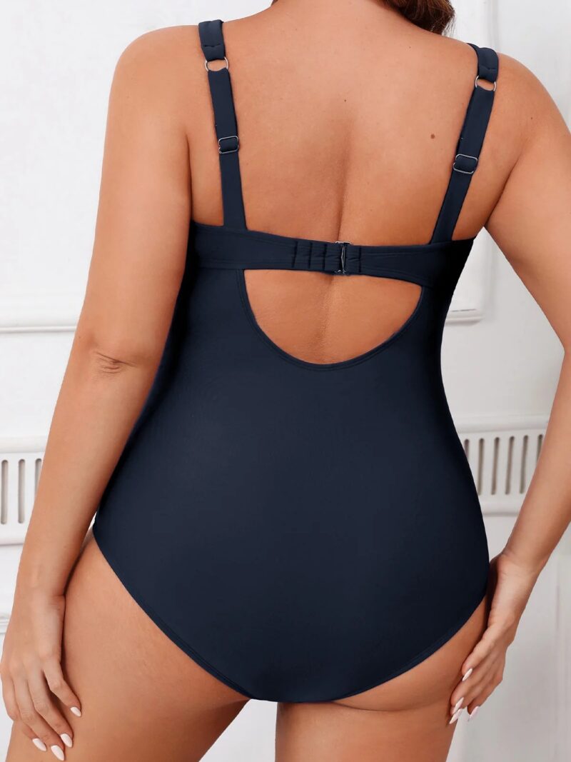 Plus Size V Neck One Piece Swimsuit with Tummy Control - Image 4