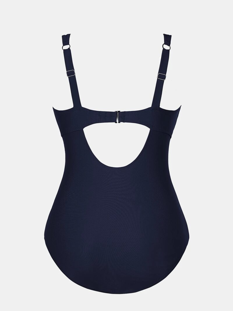 Plus Size V Neck One Piece Swimsuit with Tummy Control - Image 6