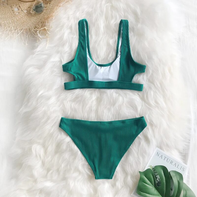 Ribbed Low Waist Bikini Set with Padded Tank Top - Image 6