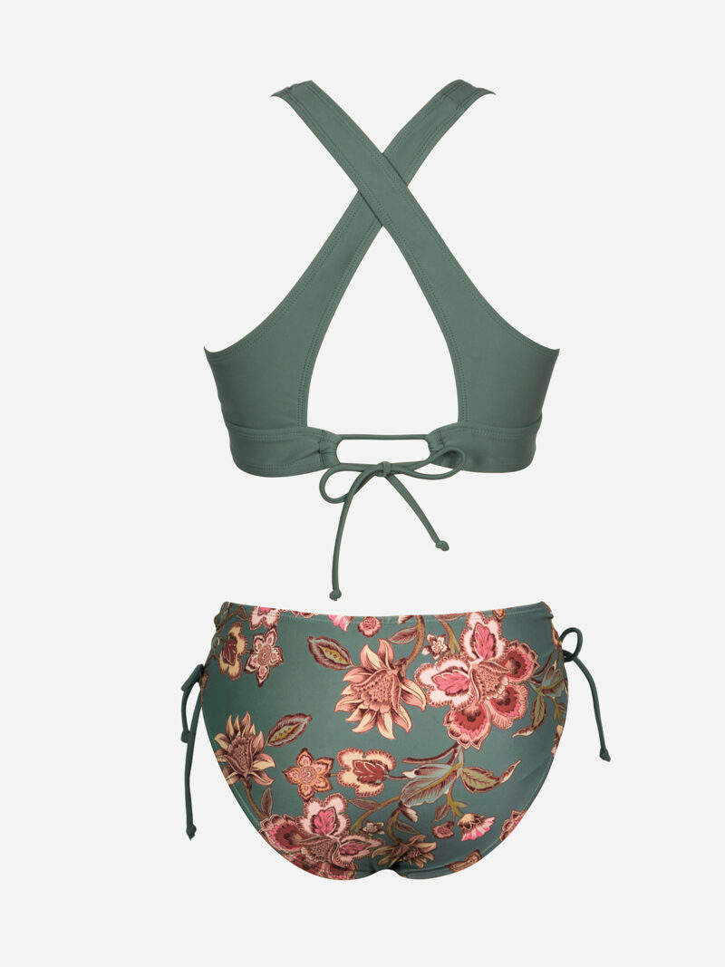 Floral Lace-Up Triangle Bikini Set for Women – Sexy Mid-Waist Two-Piece Swimwear - Image 6