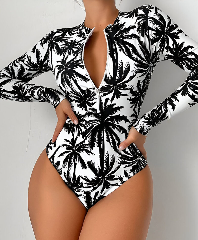 High Waist Cotton Blend Printed Swimsuit – One Piece Beachwear for Women - Image 2