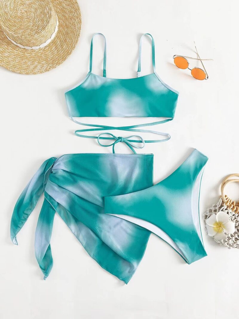 Women's Tie-Dye Gradient Beach Three-Piece Bikini Set - Image 6