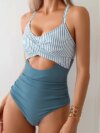 Women's Striped High Waist One Piece Swimsuit – Sexy, Stretchy & Stylish