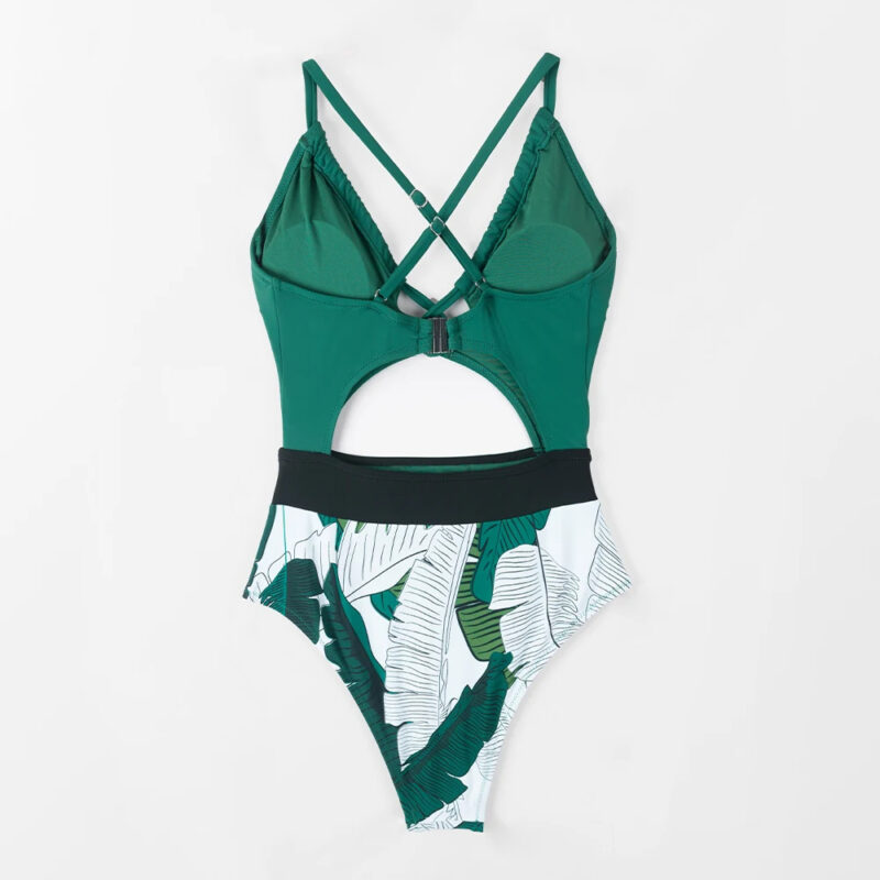 Solid Black Cut Out One-Piece Swimsuit for Women - Image 6