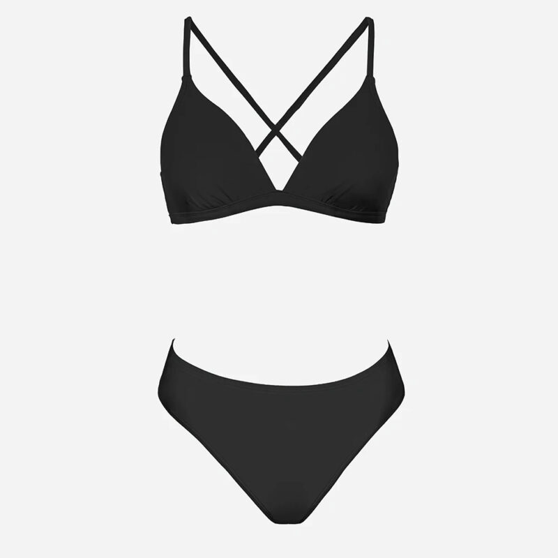 Sexy Lace-Up Back Mid Waist Bikini Set - Image 4