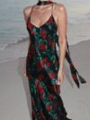 Backless Halter Print Maxi Dress