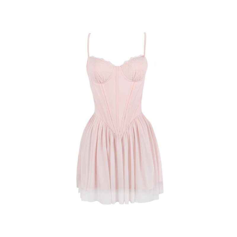 Pink Spaghetti Strap Corset Mini Dress - Image 6