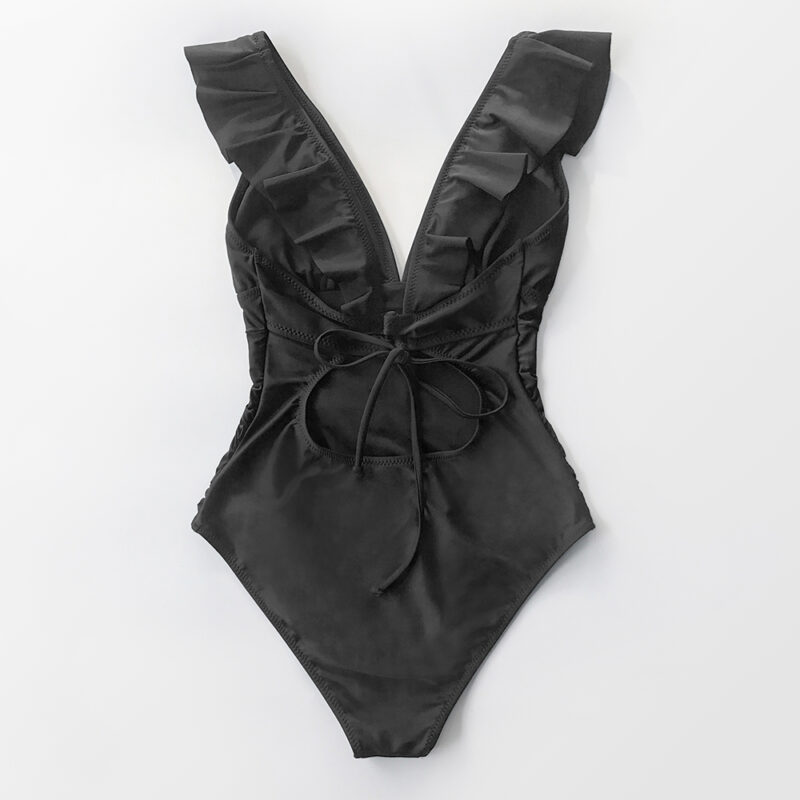 Sexy Ruffled V-Neck One-Piece Swimsuit - Image 5