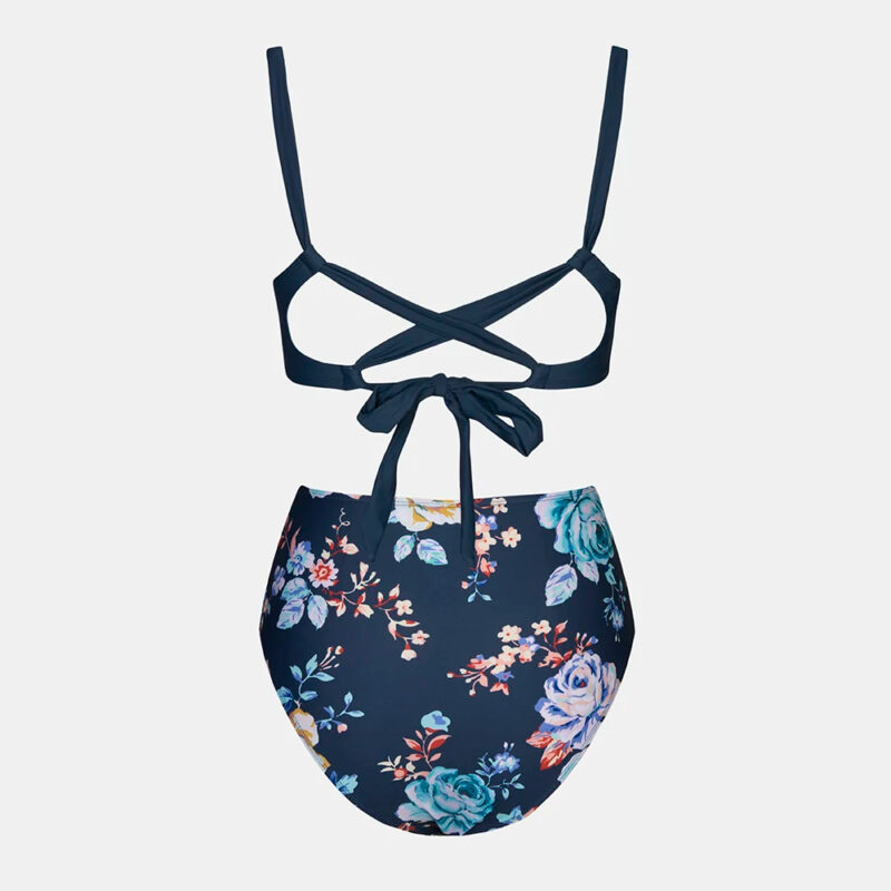 Blue Floral High Waist Bikini Set - Image 7
