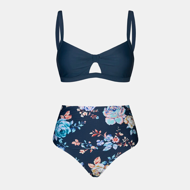 Blue Floral High Waist Bikini Set - Image 6
