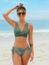 Lace Up V-Neck Twist Bikini Set